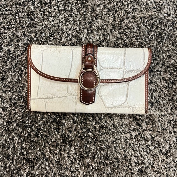 Elegant Cream and Brown Women's Clutch by Dooney & Bourne - Picture 1 of 3